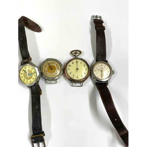 1001 - An Assortment of Vintage ladies watches, to include silver fob watch , as found .