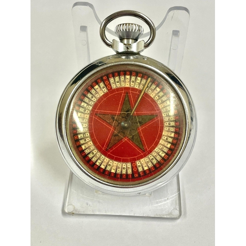 1195 - A Vintage spinning gaming pocket watch. When round mechanical arm spins landing randomly on a differ... 