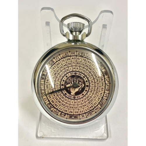 1202 - A Vintage spinning gaming hand of fate pocket watch . When round mechanical arm spins landing random... 