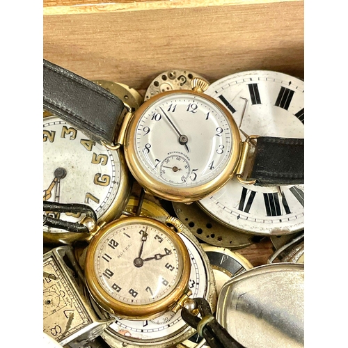 601 - An assortment of Vintage Rolex watch etc spares or repair, at least 1 watch ticking.