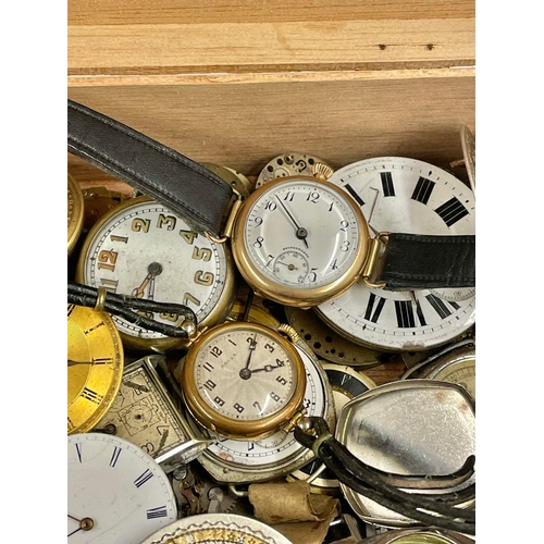 601 - An assortment of Vintage Rolex watch etc spares or repair, at least 1 watch ticking.