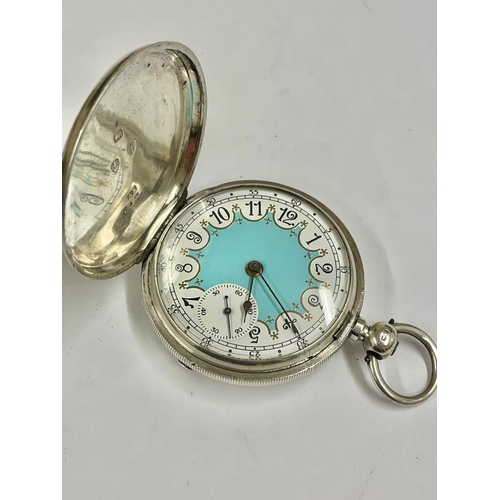 636 - A Silver Waltham full hunter pocket watch. In working order.