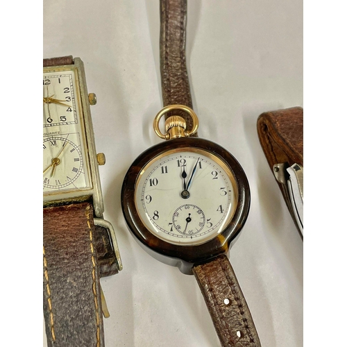 713 - A selection of vintage watches. As found, pocket watch conversion watch is ticking, others untested.