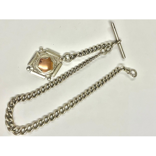 803 - A Silver Albert chain & fob 13.5inch , 36.5g.