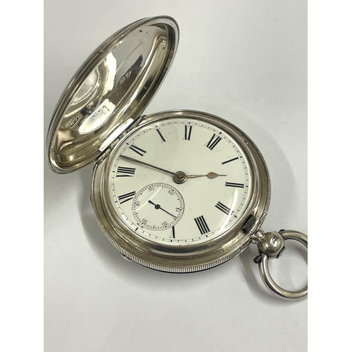 902 - A Silver gents fusee full hunter pocket watch , J Wiggins & Son London. Good balance, as found.