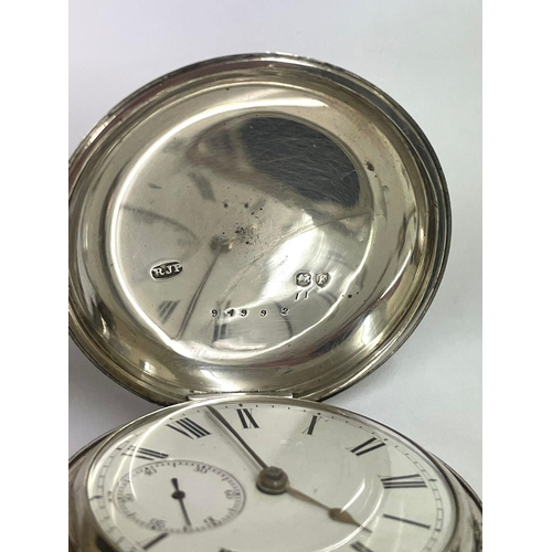 902 - A Silver gents fusee full hunter pocket watch , J Wiggins & Son London. Good balance, as found.