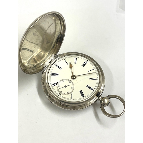 909 - A Silver gents full hunter fusee pocket watch W Ehrhardt London , good balance ,as found.