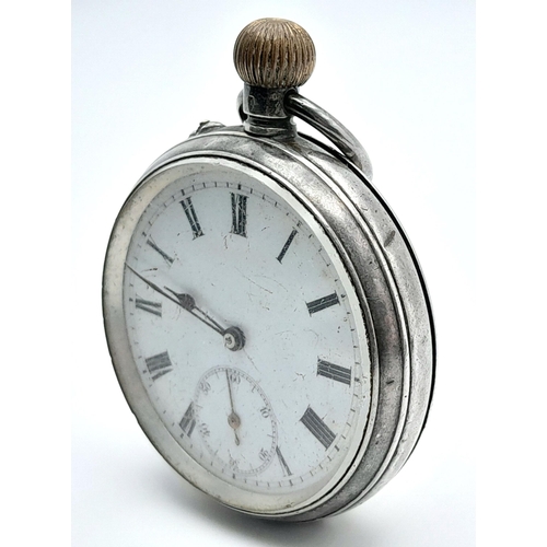 1183 - An Antique 935 Silver Pocket Watch. 4.5cm diameter. Not currently working so as found. 87g total wei... 