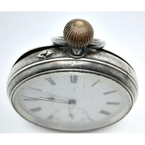 1183 - An Antique 935 Silver Pocket Watch. 4.5cm diameter. Not currently working so as found. 87g total wei... 