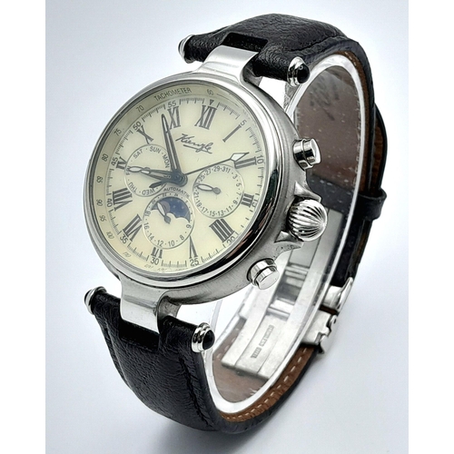 1190 - A Kienzle Automatic Gents Watch. Black leather strap. Stainless steel case - 40mm. Yellow dial with ... 