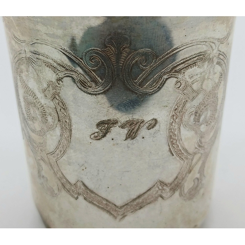 1197 - A Vintage, Possibly Antique Silver Kiddush Cup. 44g. 8cm