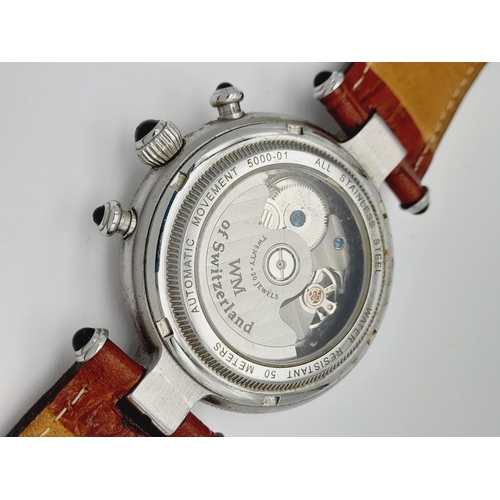 250 - A WM of Switzerland Automatic Gents Watch. Brown leather strap. Stainless steel case - 40mm. Pastel ... 