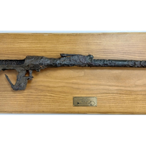 610 - A WW1 Battlefield Relic British SMLE Found Ypres, Belgium. Mounted onto wood.