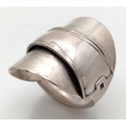 768 - A Hallmarked 1928/29 London, Men’s, Sterling Silver Overlap Spoon Ring Size U. The Ring Measures 2.6... 