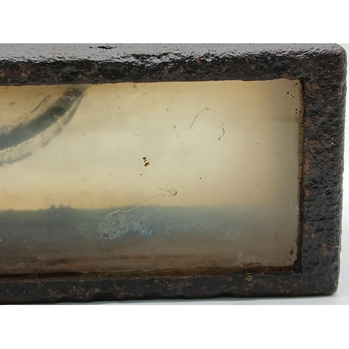 779 - A WW2 German Vision Block from a Tiger Tank. The glass has been etched with a picture of a Tiger Tan... 