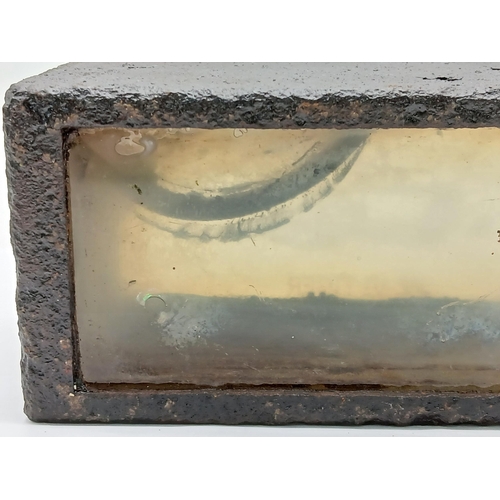 779 - A WW2 German Vision Block from a Tiger Tank. The glass has been etched with a picture of a Tiger Tan... 