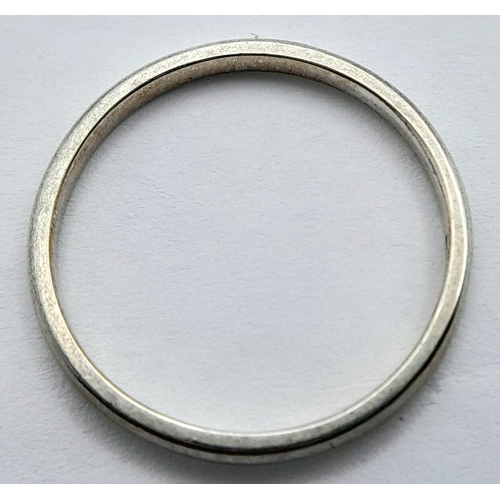 952 - A 9K White Gold Thin Band Ring. 2mm width. Size Q. 1.85g