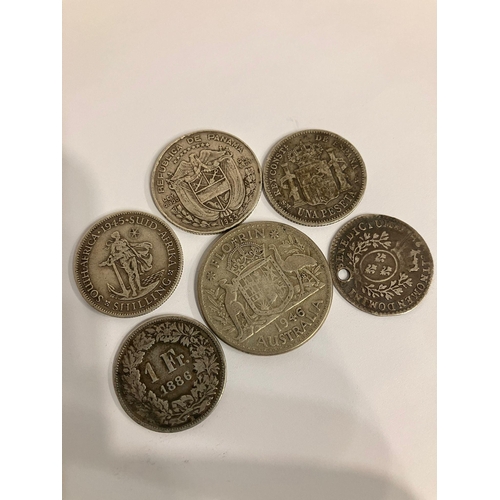 147 - A selection of Antique SILVER COINS to include a 1786 LOUIS XVI FRANC, 1886 SWISS FRANC,1904 PESETA,... 