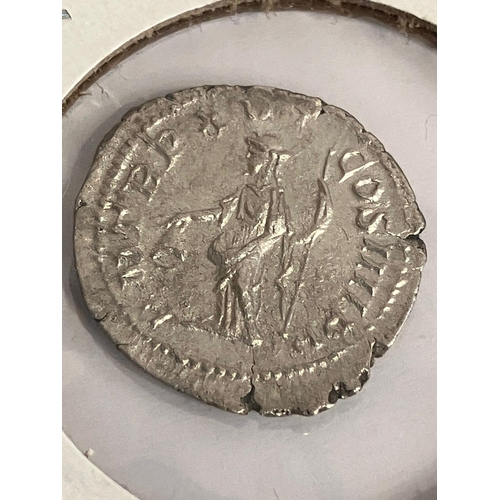 175 - 2 x antique ROMAN SILVER COINS. Fine/very fine condition. Nicely presented in windowed card. Please ... 