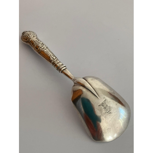 266 - Rare Antique GEORGE IV SILVER CADDY SPOON. Hallmark for Taylor and Perry, Birmingham 1828. Shovel fo... 