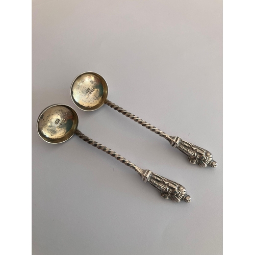 301 - 2 x Rare Antique SILVER SALT SPOONS. Ladle Form. Clear hallmark for George Unite, Birmingham 1892. A... 