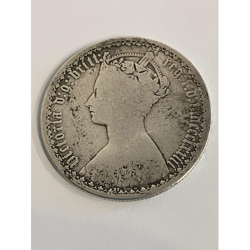 315 - 1873 SILVER GOTHIC VICTORIAN FLORIN. Worn/fair condition.