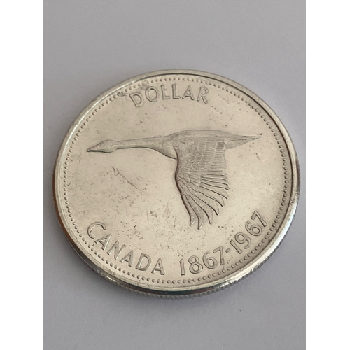 329 - 1967 CANADIAN ‘FLYING GOOSE’ SILVER DOLLAR. Condition Extra Fine.