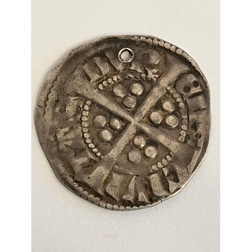 420 - EDWARD II (1284-1327) Medeival Hammered SILVER PENNY. Small hole otherwise very fine condition with ... 