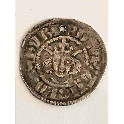 420 - EDWARD II (1284-1327) Medeival Hammered SILVER PENNY. Small hole otherwise very fine condition with ... 