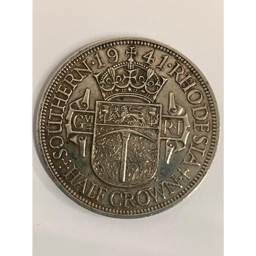 511 - 1941 SOUTHERN RHODESIA SILVER HALF CROWN. 925 SILVER .  Extra fine condition. Having bold raised def... 