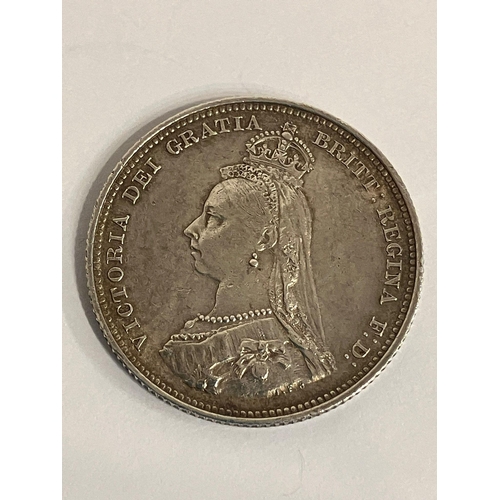 595 - 1887 SILVER SHILLING . Queen Victoria Golden Jubilee Mintage . Extra fine/brilliant condition. High ... 