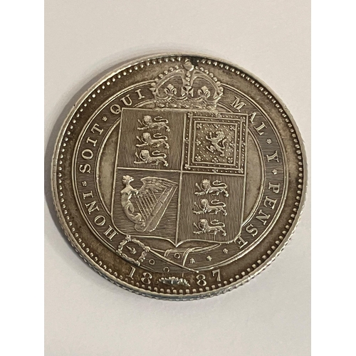 595 - 1887 SILVER SHILLING . Queen Victoria Golden Jubilee Mintage . Extra fine/brilliant condition. High ... 