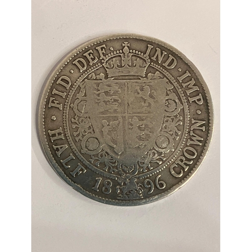 651 - 1896 SILVER HALF CROWN. Fine condition. Almost very fine condition. Please see pictures.