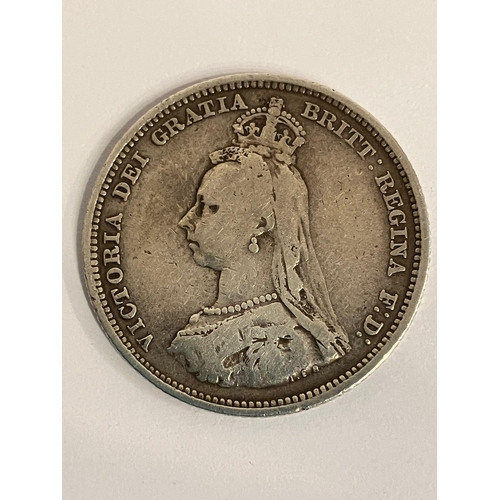 658 - 1887 SILVER SHILLING. Queen Victoria Golden Jubilee Mintage. Very fine condition.