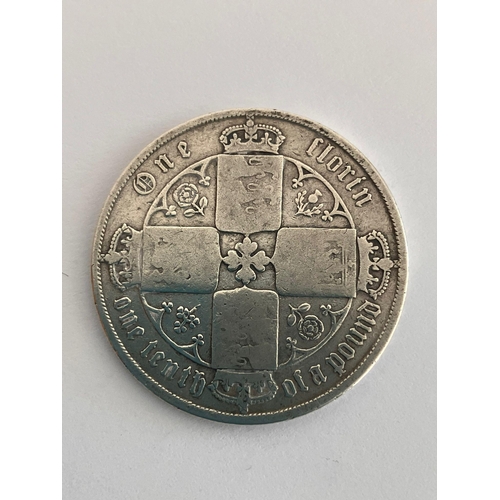 665 - 1874 GOTHIC SILVER FLORIN. Condition almost fair . Please see pictures.