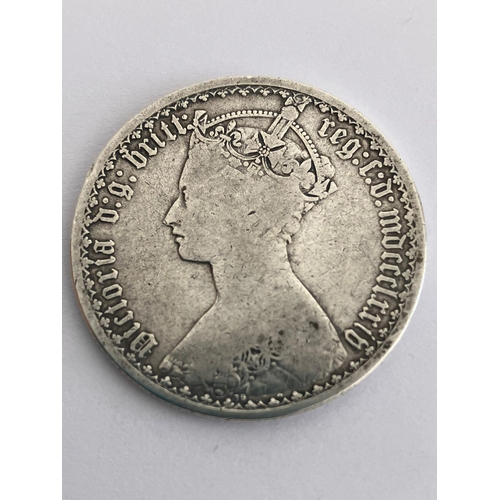 665 - 1874 GOTHIC SILVER FLORIN. Condition almost fair . Please see pictures.