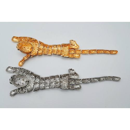 230 - A show-stopping pair of tiger oversized brooches, studded with cubic zirconia in a presentation box.... 