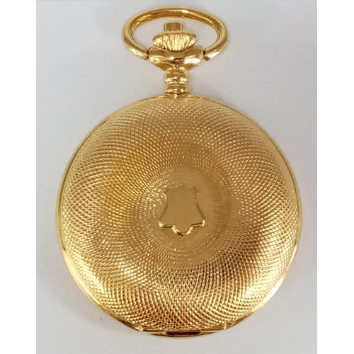 672 - Full HUNTER POCKET WATCH by LIMIT of SWITZERLAND.  Gold tone. Quartz movement. Complete with Case an... 