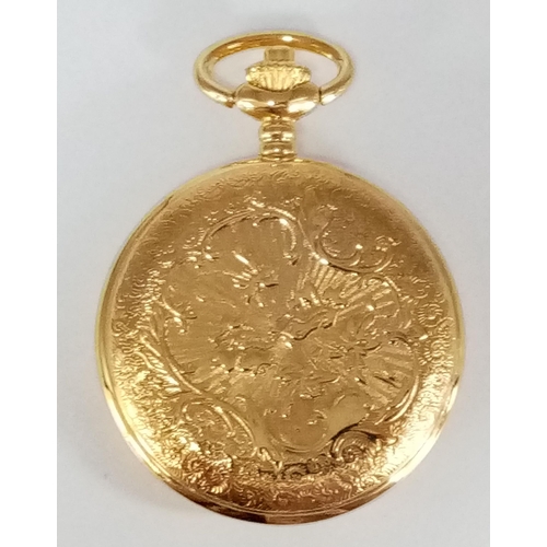 672 - Full HUNTER POCKET WATCH by LIMIT of SWITZERLAND.  Gold tone. Quartz movement. Complete with Case an... 