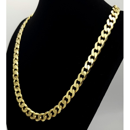 139 - A Stylish Gold Tone, Solid Silver 925 Heavy Curb Chain Necklace, 64.4 grams, 50cm. In excellent cond... 