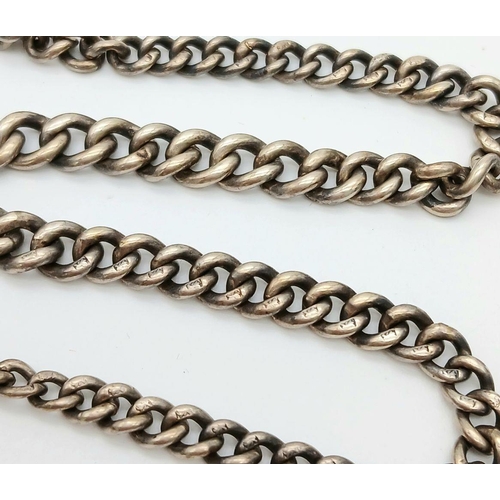 445 - A Vintage Silver T-Bar Albert Chain-26cm Length. Gross Weight 16.35 Grams. Links correctly stamped.