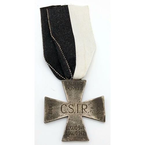 645 - An Italian-Russian Expedition Cross Constructed of silvered zinc, the reverse bearing central engrav... 