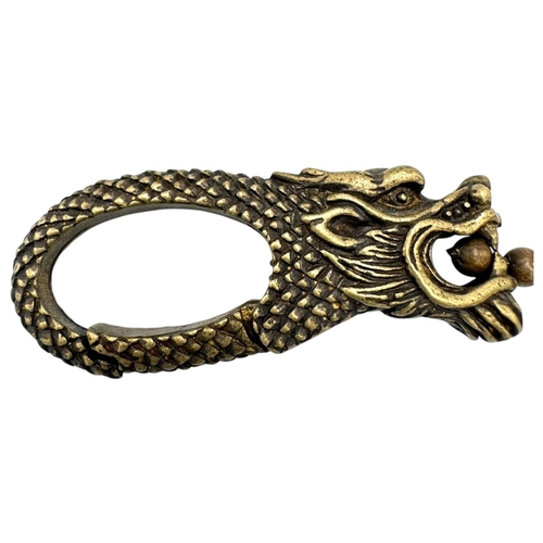 1125 - A vintage Chinese Bronze Dragon head Keychain.  Excellent condition with no visible stains or damage... 