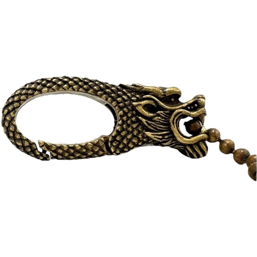 1125 - A vintage Chinese Bronze Dragon head Keychain.  Excellent condition with no visible stains or damage... 