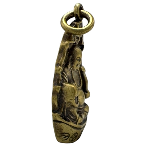 1187 - An antique gilded Chinese Buddha Pendant. Approximately 4 cm length x 2 cm width. Please see photos ... 