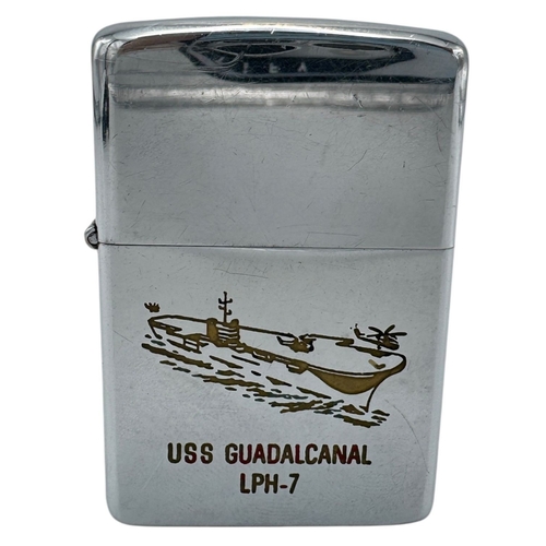 1299 - A Vietnam war era 1966 USS Guadalcanal LPH-7 Zippo Lighter, inscribed with 