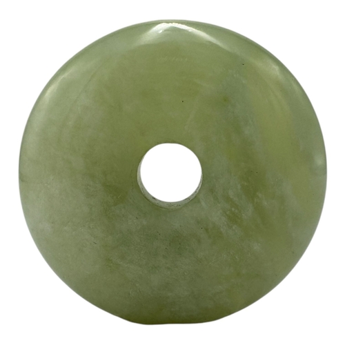 898 - A large vintage Chinese Green Jade Disc Pendant. Excellent condition with no visible stains or damag... 