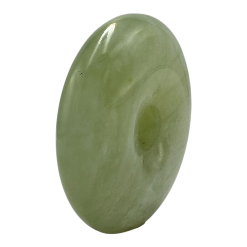 898 - A large vintage Chinese Green Jade Disc Pendant. Excellent condition with no visible stains or damag... 