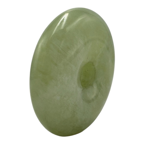 898 - A large vintage Chinese Green Jade Disc Pendant. Excellent condition with no visible stains or damag... 