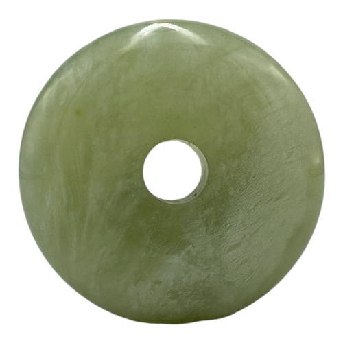 898 - A large vintage Chinese Green Jade Disc Pendant. Excellent condition with no visible stains or damag... 